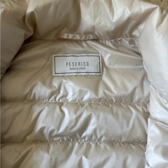 Peserico Cream Ecru Short-Sleeved Goose Down Puffer Jacket size 42 - Picture 6 of 13